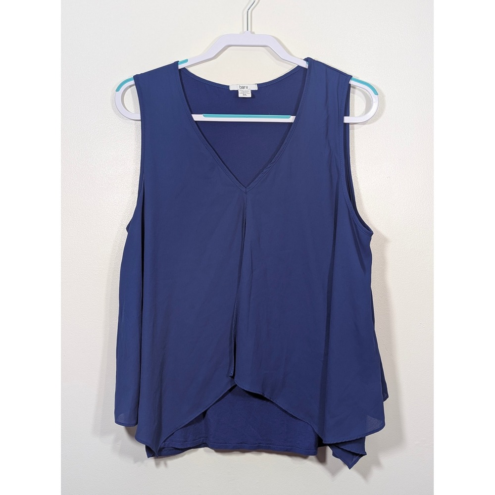 Bar III Royal Blue V-Neck Layered Tulip Wrap Sleeveless Blouse XXL